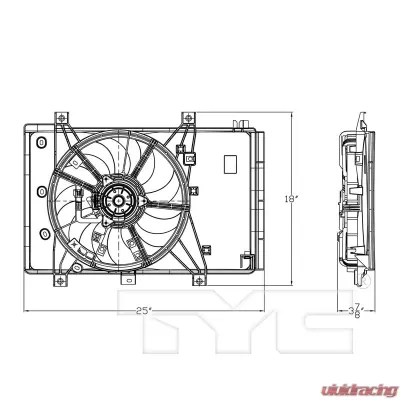 TYC Genera Dual Radiator and Condenser Fan Assembly - 623640