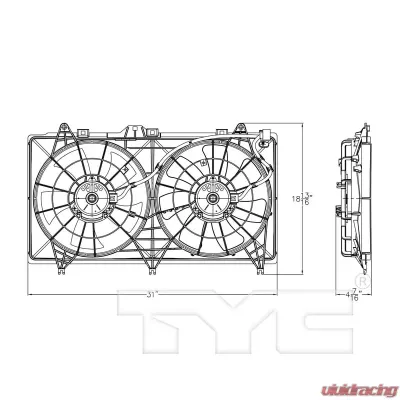 TYC Genera Dual Radiator and Condenser Fan Assembly Chevrolet 3.6L V6 - 623660