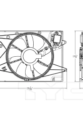 TYC Genera Dual Radiator and Condenser Fan Assembly Hyundai Sonata 2015-2017 2.4L 4-Cyl                                     - 623700 - Image 3