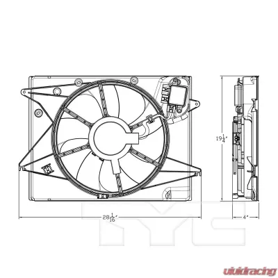 TYC Genera Dual Radiator and Condenser Fan Assembly Hyundai Sonata 2015-2017 2.4L 4-Cyl - 623700