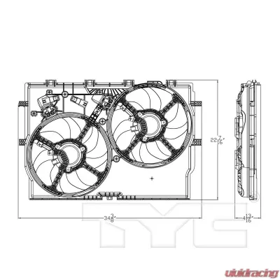 TYC Genera Dual Radiator and Condenser Fan Assembly Ram 3.0L 4-Cyl - 623710
