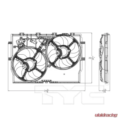 TYC Genera Dual Radiator and Condenser Fan Assembly Ram 2014-2019 3.6L V6 - 623730