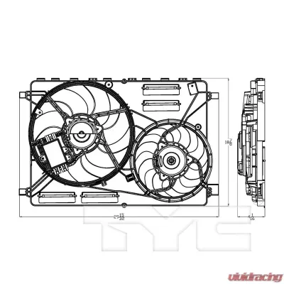 TYC Genera Dual Radiator and Condenser Fan Assembly Volvo - 623840