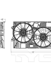 TYC Genera Dual Radiator and Condenser Fan Assembly Jeep Cherokee 2014-2020 3.2L V6                                     - 623850 - Image 3