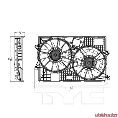 TYC Genera Dual Radiator and Condenser Fan Assembly Jeep Cherokee 2014-2020 3.2L V6 - 623850