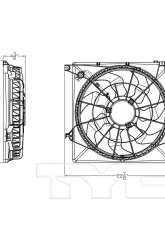 TYC Genera Dual Radiator and Condenser Fan Assembly Hyundai Santa Fe Sport 2013-2018 2.0L 4-Cyl                                     - 623880 - Image 3