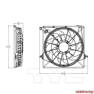 TYC Genera Dual Radiator and Condenser Fan Assembly Hyundai Santa Fe Sport 2013-2018 2.0L 4-Cyl - 623880