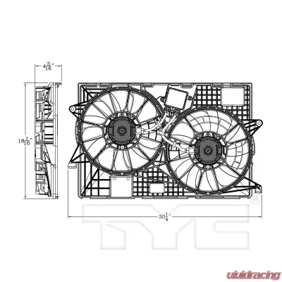 TYC Genera Dual Radiator and Condenser Fan Assembly Jeep Cherokee 2014-2020 - 623890