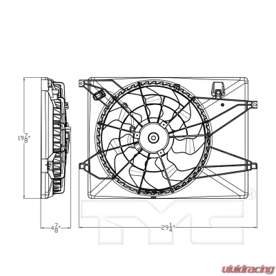 TYC Genera Dual Radiator and Condenser Fan Assembly Kia Sorento 2016-2020 - 623920