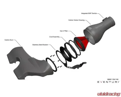 Eventuri PRE LCI Black Carbon Intake System Mini Cooper Countryman F60 2017-2021 - EVE-F60-CF-INT