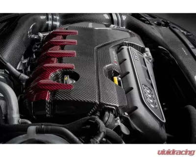 Eventuri Black Carbon and Red Kevlar Engine Cover for EVE-ST38V8S-CF-ENG - EVE-ST38V8S-CF-ENG