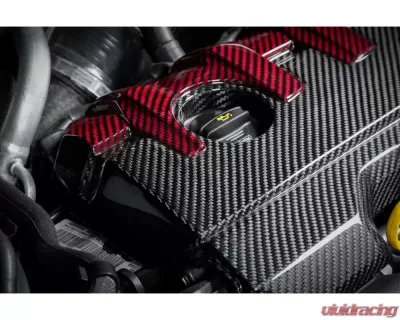 Eventuri Black Carbon and Red Kevlar Engine Cover for EVE-ST38V8S-CF-ENG - EVE-ST38V8S-CF-ENG