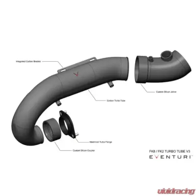 Eventuri V3 Carbon Charge Pipe for EVE-FK8V3-CF-CHG, Fits Honda Civic Type R 2017-2021 - EVE-FK8V3-CF-CHG