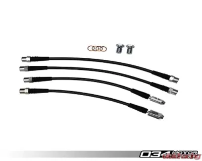 034 Motorsports Stainless Steel Braided Brake Line Kit Audi A4 | S4 Quattro B6/B7 2002-2008 - 034-303-0008