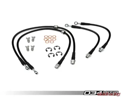 034 Motorsports Stainless Steel Braided Brake Line Kit for Audi A3 2006-2012 & VW Golf/GTI/Jetta 2010+ - 034-303-0017