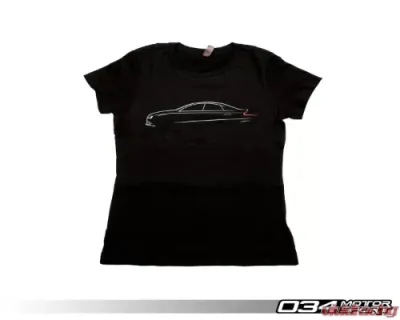 034 Motorsports Women's T-Shirt for Audi B8.5 Sedan - Line Art Design, Cotton/Poly Blend, Sizes S/M/L - 034-A01-1014-W-S