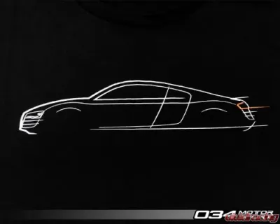 034 Motorsports Audi R8 T-Shirt, 50/50 Cotton/Poly Blend, Sizes S-3XL - 034-A01-1019-S