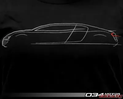 034 Motorsports Women's Audi R8 T-Shirt, 50/50 Cotton/Poly Blend, Sizes S/M/L - 034-A01-1019-WL