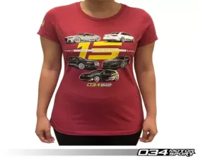 034 Motorsports 15th Anniversary Commemorative Women's T-Shirt, Heathered Red