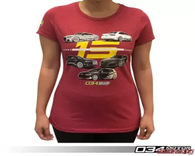 034 Motorsports 15th Anniversary Commemorative Women's T-Shirt, Heathered Red - 034-A01-1021-WM