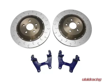 034 Motorsports 2-Piece Floating Front Brake Rotor (375mm) Upgrade w/ Blue Caliper Bracket Audi S3 8Y | Volkswagen Golf R Mk8 2021+ - 034-301-1012-BLU
