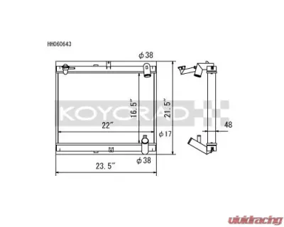 Koyo Radiator Mazda RX-7 1.3L Late FC Chassis Turbo & Non Turbo Radiator 1989-1992 - HH060643