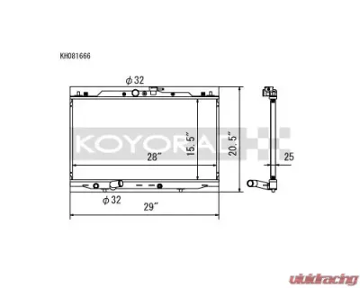 Koyo Racing Radiator 25mm core Acura TSX 2.4L (MT) 2004-2008 - KH081666