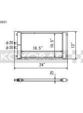 Koyo Dual Pass Universal Heat Exchanger Radiator - Turbocharged & Supercharged Applications                                     - KH183627 - Image 2