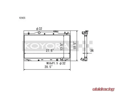 Koyo Radiator (Req. Non-OEM Rad. Cap) Acura RSX Base | Type-S (MT) 2002-2006 - V2425