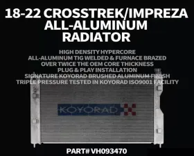 Koyo Aluminum Radiator Subaru Impreza 2.0L Non-Turbo | Crosstrek 2.0 / 2.5L Non-Turbo