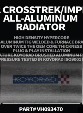Koyo Aluminum Radiator Subaru Impreza 2.0L Non-Turbo | Crosstrek 2.0 / 2.5L Non-Turbo                                     - VH093470 - Image 2