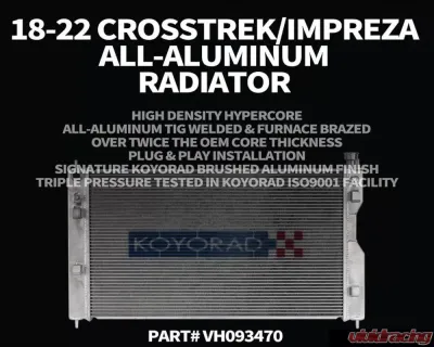 Koyo Aluminum Radiator Subaru Impreza 2.0L Non-Turbo | Crosstrek 2.0 / 2.5L Non-Turbo - VH093470