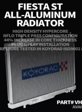 Koyo 36mm Hyper Core + NFLO Triple Pass Radiator Ford Fiesta ST 2014-2019                                     - VH322965N - Image 2