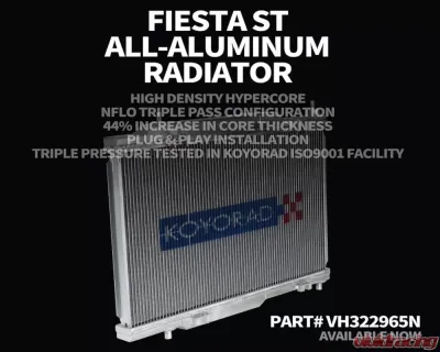 Koyo 36mm Hyper Core + NFLO Triple Pass Radiator Ford Fiesta ST 2014-2019 - VH322965N