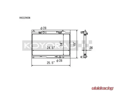 Koyo 36mm Hyper Core + NFLO Triple Pass Radiator Ford Fiesta ST 2014-2019 - VH322965N