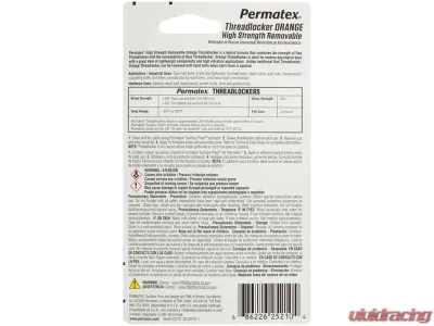 Permatex High Strength Removable Threadlocker Orange 10 ml - 25210