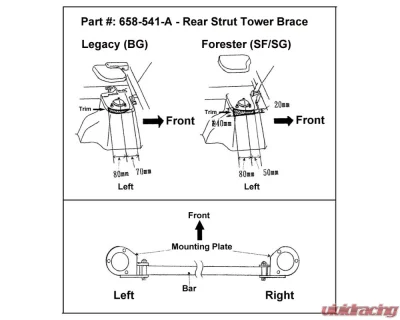 Cusco Type-AS Rear Strut Bar Subaru Forester | Legacy 1995-2008 - 658 511 A