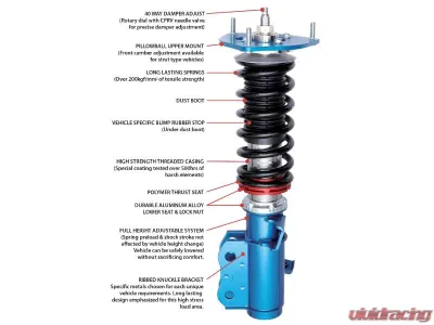 Cusco 40 Way Adj Street Zero A Coilovers Toyota Crown 2003-2018 - 927-61N-CN