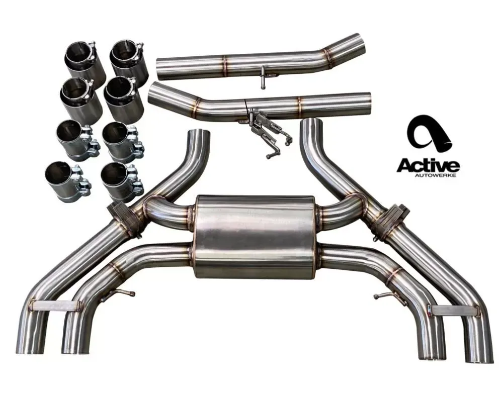 Active Autowerke Valved Axle-Back Rear Exhaust System with Carbon Fiber Tips (100mm) BMW X3M | X4M 2019+ - 11-103C