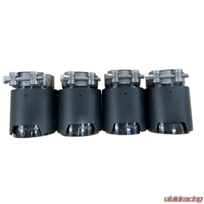 Active Autowerkes Carbon Fiber Over Black Chrome Rear Exhaust Tips BMW F8X M2 | M3 | M4 2015+ - 11-044CB