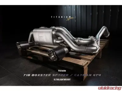 Fi Exhaust Titanium Signature Series Valvetronic Muffler for Porsche 718 GT4 | Spyder OPF 2020+ - PH-718GT4PFTI-CBV + TIP63114S*2
