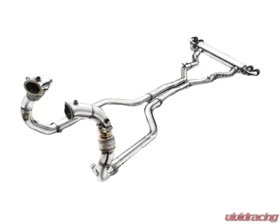 FI Exhaust Front Pipe Mid X-Pipe for BMW F90 M5 | Competition 2017+ | Quad Silver Tips - BN-90M-CBE + TIP70101S*2 + TIP63101S*2 + CAB-BTB*2