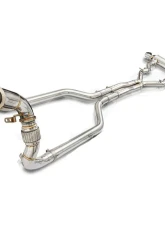 FI Exhaust Front Pipe Mid X-Pipe for BMW F91 F92 M8 Coupe Competition 2019+ Quad Silver Tips                                     - BN-91M-CBE + TIP70114S*4 + CAB-BTB*2 - Image 2
