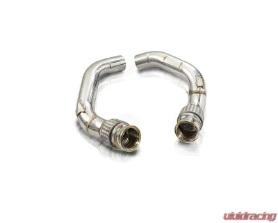 FI Exhaust Front Pipe Mid X-Pipe for BMW F91 F92 M8 Coupe Competition 2019+ Quad Silver Tips - BN-91M-CBE + TIP70114S*4 + CAB-BTB*2