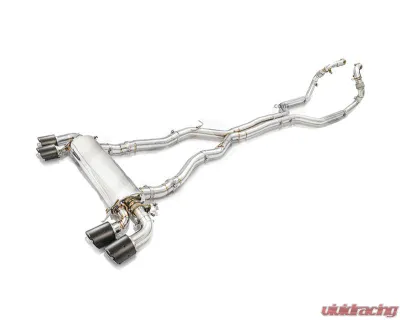 FI Exhaust Front Pipe Mid X-Pipe for BMW F91 F92 M8 Coupe Competition 2019+ Quad Silver Tips - BN-91M-CBE + TIP70114S*4 + CAB-BTB*2