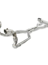 FI Exhaust Front Pipe Mid X-Pipe for BMW F96 X6M Competition 2020+ with Quad Silver Tips                                     - BN-96M-CBE + TIP70114S*4 + CAB-BTB*2 - Image 6