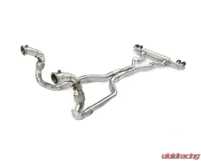 FI Exhaust Front Pipe Mid X-Pipe for BMW F96 X6M Competition 2020+ with Quad Silver Tips - BN-96M-CBE + TIP70114S*4 + CAB-BTB*2