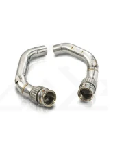 FI Exhaust Front Pipe Mid X-Pipe for BMW F96 X6M Competition 2020+ with Quad Silver Tips                                     - BN-96M-CBE + TIP70114S*4 + CAB-BTB*2 - Image 5