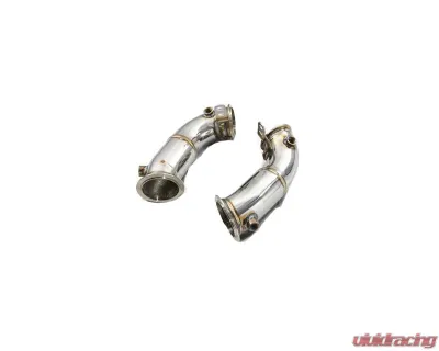 FI Exhaust Front Pipe Mid X-Pipe for BMW F96 X6M Competition 2020+ with Quad Silver Tips - BN-96M-CBE + TIP70114S*4 + CAB-BTB*2