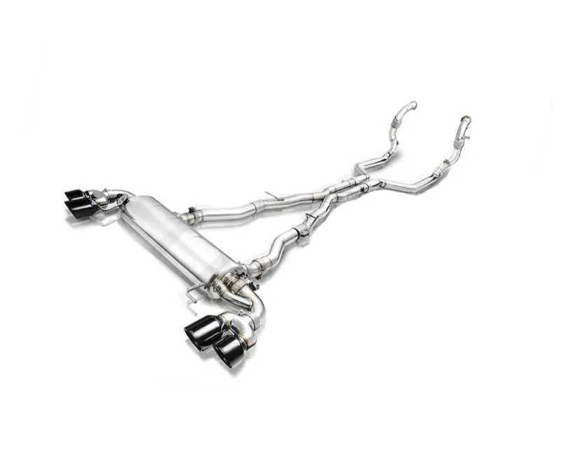 FI Exhaust Front Pipe | Mid Pipe with Retains OEM Valve Settings No Remote Valvetronic Muffler with Quad Silver Tips BMW G30 | G31 M550i 2017+ - BN-G30V8-CBE + TIP-70101Q-S + CAB-BTB*2